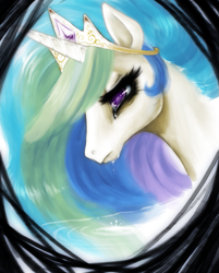 Size: 683x851 | Tagged: safe, artist:karnella, princess celestia, alicorn, pony, bust, crying, female, mare, sad, solo