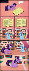 Size: 1422x3471 | Tagged: safe, artist:toxic-mario, rainbow dash, twilight sparkle, unicorn twilight, pegasus, pony, unicorn, book, comic, duo, duo female, female, filly, foal, golden oaks library, library, photoshop