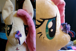 Size: 3000x2029 | Tagged: safe, artist:blackwater627, artist:tinyequine, fluttershy, twilight sparkle, twilight sparkle (alicorn), alicorn, pegasus, pony, ear piercing, earring, female, irl, jewelry, micro, necklace, photo, piercing, plushie, size difference