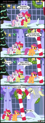 Size: 1638x4520 | Tagged: safe, artist:toxic-mario, apple bloom, derpy hooves, scootaloo, sweetie belle, earth pony, pegasus, pony, unicorn, 8 foot candy cane, candy cane, comic, cutie mark crusaders, female, filly, licking, mare, photoshop, stuck, tongue out, tongue stuck to pole