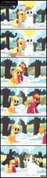 Size: 1367x5154 | Tagged: safe, artist:toxic-mario, applejack, big macintosh, earth pony, pony, brother and sister, colt, comic, duo, female, filly, foal, male, photoshop, siblings, snow, snowman, younger