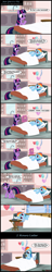 Size: 1407x7268 | Tagged: safe, artist:toxic-mario, rainbow dash, twilight sparkle, unicorn twilight, pegasus, pony, unicorn, read it and weep, balloon, bed, book, comic, duo, duo female, female, injured, mare, photoshop, reading rainboom, speculation