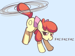 Size: 576x432 | Tagged: safe, artist:karzahnii, apple bloom, earth pony, pony, the cutie pox, applecopter, female, filly, loop-de-hoop, microsoft sam, roflcopter, simple background, solo, tailcopter