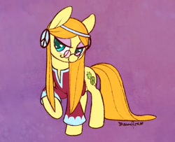 Size: 1047x852 | Tagged: safe, artist:dawnfire, earth pony, pony, spoiler:comic, spoiler:comicm03, clothes, commission, cute, female, glasses, looking at you, mare, signature, solo, wheat grass, wingding eyes
