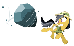 Size: 2400x1500 | Tagged: safe, artist:equestria-prevails, daring do, tom, pegasus, pony, bandage, crossover, female, indiana jones, looking back, mare, parody, running, simple background, transparent background