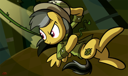 Size: 1000x600 | Tagged: safe, artist:willdrawforfood1, daring do, pegasus, pony, female, mare, photoshop, solo, swinging, vine