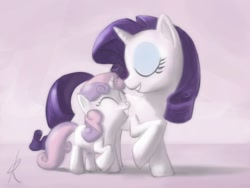 Size: 800x600 | Tagged: dead source, safe, artist:raikoh, rarity, sweetie belle, pony, unicorn, eyes closed, female, filly, happy, mare, photoshop