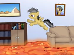 Size: 1200x900 | Tagged: safe, artist:finnishfox, daring do, pegasus, pony, cute, daring dorable, female, filly, framed picture, imagination, lava, photoshop elements, picture frame, playing, pyramid, solo, soul gem, surreal, the floor is lava, younger