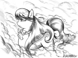 Size: 800x600 | Tagged: dead source, safe, artist:discommunicator, octavia melody, earth pony, pony, female, grayscale, mare, monochrome, paint tool sai, profile, smoke, solo