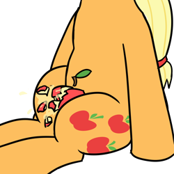 Size: 1280x1280 | Tagged: safe, artist:mkogwheel, part of a set, applejack, earth pony, pony, 30 minute art challenge, apple, apple juice, applebucking thighs, crushing, food, juice