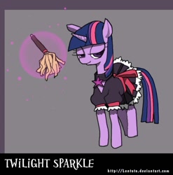 Size: 790x801 | Tagged: dead source, safe, artist:lentoto, twilight sparkle, unicorn twilight, pony, unicorn, bedroom eyes, clothes, duster, female, maid, mare, paint tool sai, solo