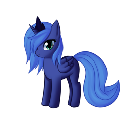 Size: 750x750 | Tagged: safe, artist:mewball, princess luna, alicorn, pony, cute, female, filly, foal, hair over one eye, simple background, solo, transparent background, woona