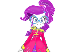 Size: 600x434 | Tagged: safe, artist:cabrony, artist:conoghi, color edit, edit, rarity, equestria girls, friendship through the ages, colored, glasses, sgt. rarity, simple background, solo, white background