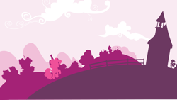 Size: 8000x4517 | Tagged: safe, artist:sircinnamon, pinkie pie, earth pony, pony, a friend in deed, absurd resolution, adobe imageready, female, mare, outline, silhouette, solo, wallpaper