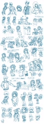 Size: 1500x4200 | Tagged: safe, artist:glancojusticar, apple bloom, applejack, big macintosh, cheerilee, commander hurricane, discord, flam, flim, fluttershy, gilda, granny smith, mayor mare, pinkie pie, princess luna, private pansy, rainbow dash, rarity, scootaloo, spike, sweetie belle, trixie, twilight sparkle, zecora, cat, human, .mov, apple.mov, barefoot, cast, clothes, cutie mark crusaders, feet, female, humanized, injured, longcat, male, mane seven, mane six, monochrome, pantyhose, pinkamena diane pie, sick, simple background, sketch, stalkerloo, sweatershy, tablet, white background