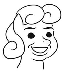 Size: 554x615 | Tagged: safe, artist:jargon scott, bon bon, sweetie drops, earth pony, pony, black and white, bust, female, grayscale, joan cornella, mare, monochrome, simple background, smiling, solo, style emulation, white background