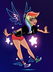 Size: 450x604 | Tagged: dead source, safe, artist:asieybarbie, rainbow dash, human, converse, female, glasses, humanized, photoshop, shoes, solo, winged humanization