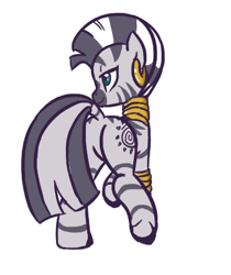 Size: 350x416 | Tagged: safe, artist:jessy, zecora, zebra, female, plot, simple background, smiling, solo, white background