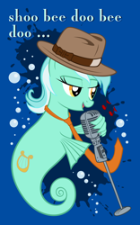 Size: 2384x3832 | Tagged: safe, artist:maximillianveers, artist:tygerbug, lyra heartstrings, sea pony, female, hat, high res, microphone, photoshop, seapony lyra, shoo be doo, singing, solo, species swap, vector