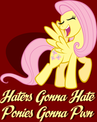 Size: 3184x4000 | Tagged: safe, artist:maximillianveers, artist:tygerbug, fluttershy, pegasus, pony, eyes closed, female, haters gonna hate, mare, meme, photoshop, poster, singing, solo, vector