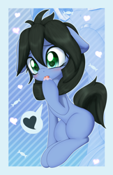 Size: 2500x3852 | Tagged: safe, artist:an-m, oc, oc only, oc:reflect decrypt, earth pony, pony, blushing, cream, female, licking, mare, simple background, solo, tongue out, zoom layer