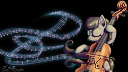 Size: 2000x1125 | Tagged: safe, artist:esuka, octavia melody, earth pony, pony, cello, eyes closed, female, mare, music, music notes, musical instrument, photoshop, solo, wallpaper