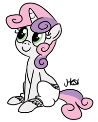 Size: 611x759 | Tagged: safe, artist:heretichesh, sweetie belle, pony, unicorn, bloomers, female, filly, solo, white coat