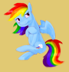 Size: 1000x1045 | Tagged: safe, artist:sb, rainbow dash, pegasus, pony, female, mare, simple background, smiling, solo