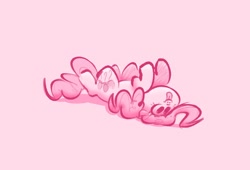 Size: 3396x2303 | Tagged: safe, artist:hattsy, pinkie pie, earth pony, pony, :p, cute, diapinkes, female, hooves, mare, monochrome, on back, pink background, ponk, raised hoof, silly, simple background, solo, tongue out, upside down