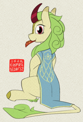 Size: 1452x2140 | Tagged: safe, artist:expression2, spring glow, kirin, collaboration, sounds of silence, cheongsam, chinese, chinese new year, clothes, red envelope, stamp