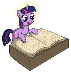 Size: 793x816 | Tagged: safe, artist:heretichesh, twilight sparkle, pony, unicorn, big book, book, cutie mark, drawthread, female, filly, filly twilight sparkle, reading, smiling, that pony sure does love books, younger