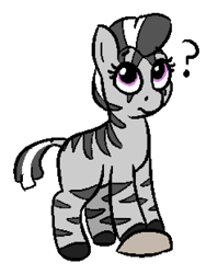 Size: 371x465 | Tagged: safe, artist:heretichesh, oc, oc only, oc:mchafu, zebra, blank flank, female, filly, zebra oc, zilly