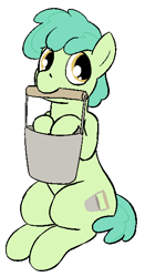 Size: 311x594 | Tagged: safe, artist:heretichesh, oc, oc only, oc:parsley pail, earth pony, pony, bucket, colt, male, simple background, solo, white background