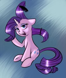 Size: 853x1000 | Tagged: safe, artist:sb, rarity, pony, unicorn, abstract background, comb, female, mare, sitting, solo