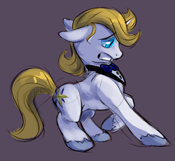 Size: 750x690 | Tagged: safe, artist:sb, prince blueblood, pony, unicorn, backing away, floppy ears, male, simple background, solo, stallion, surprised