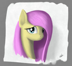 Size: 764x693 | Tagged: safe, artist:zlack3r, fluttershy, pegasus, pony, bust, female, gimp, mare, portrait, sad, solo