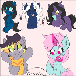 Size: 1500x1500 | Tagged: safe, artist:freefraq, oc, oc only, oc:aero, oc:blue pone, oc:lapiz, oc:rivibaes, oc:scoops, earth pony, pegasus, pony, unicorn, cute, donut, food, magic, offspring, parent:derpy hooves, parent:oc:warden, parents:canon x oc, parents:warderp, telekinesis