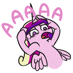 Size: 318x317 | Tagged: safe, artist:jargon scott, princess cadance, alicorn, pony, aaaaaaaaaa, bags under eyes, covering ears, not listening, screaming, solo