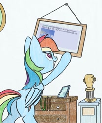 Size: 1496x1796 | Tagged: safe, artist:infrayellow, edit, rainbow dash, pegasus, pony, /mlp/, 4chan, 4chan get, award, butt, female, mare, medal, solo, trophy