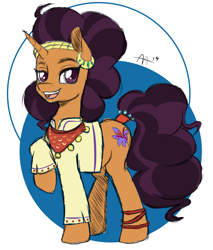 Size: 2365x2780 | Tagged: safe, artist:shelltoon, saffron masala, pony, unicorn, clothes, ear piercing, earring, female, jewelry, mare, piercing, simple background, solo