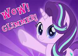 Size: 1616x1154 | Tagged: safe, artist:spookitty, starlight glimmer, pony, meme, movie accurate, salute, solo, waving, wow! glimmer