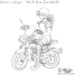 Size: 1200x1200 | Tagged: safe, artist:meto30, pinkie pie, human, equestria girls, motorcycle