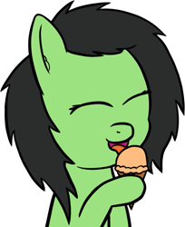 Size: 763x934 | Tagged: safe, artist:craftycirclepony, oc, oc only, oc:anon filly, bust, cute, eyes closed, female, filly, food, hoof hold, ice cream, ice cream cone, licking, open mouth, sherbet, simple background, solo, tongue out, transparent background