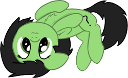 Size: 699x430 | Tagged: safe, artist:craftycirclepony, derpibooru exclusive, oc, oc only, oc:anon filly, earth pony, pony, :3, behaving like a cat, chest fluff, cute, female, filly, floppy ears, looking at you, lying down, on back, ponified animal photo, simple background, solo, starry eyes, transparent background, wingding eyes