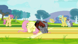 Size: 320x180 | Tagged: safe, edit, edited screencap, screencap, cloudchaser, flitter, fluttershy, rainbow dash, spike, twilight sparkle, dragon, pegasus, pony, unicorn, hurricane fluttershy, anemometer, animated, caption, cloud, cutie mark, female, field, filly, flying, gif, male, mare, notepad, shazbot, text, tribes, tribes ascend, whistle, whistle necklace