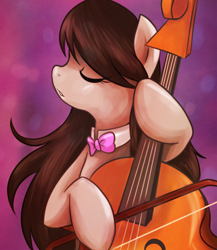 Size: 700x806 | Tagged: safe, artist:monochromaticbay, octavia melody, earth pony, pony, bow (instrument), cello, eyes closed, female, mare, musical instrument, solo