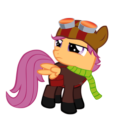 Size: 5000x5000 | Tagged: dead source, safe, artist:my-little-throwaway, scootaloo, pegasus, pony, absurd resolution, clothes, crossover, female, filly, goggles, photoshop, psychonauts, razputin, scarf, simple background, solo, transparent background