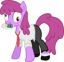 Size: 1726x1678 | Tagged: safe, artist:smashinator, berry punch, berryshine, earth pony, pony, clothes, crossover, derp, female, left 4 dead, louis, mare, mouth hold, pills, pills here, simple background, solo, transparent background