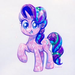 Size: 622x625 | Tagged: safe, artist:dawnfire, starlight glimmer, crystal pony, pony, unicorn, crystallized, cute, female, glimmerbetes, mare, solo, traditional art