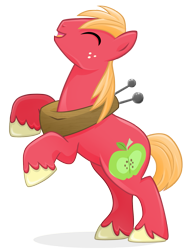 Size: 1201x1590 | Tagged: safe, artist:catwhitney, big macintosh, earth pony, pony, cute, eyes closed, happy, macabetes, male, rearing, simple background, solo, stallion